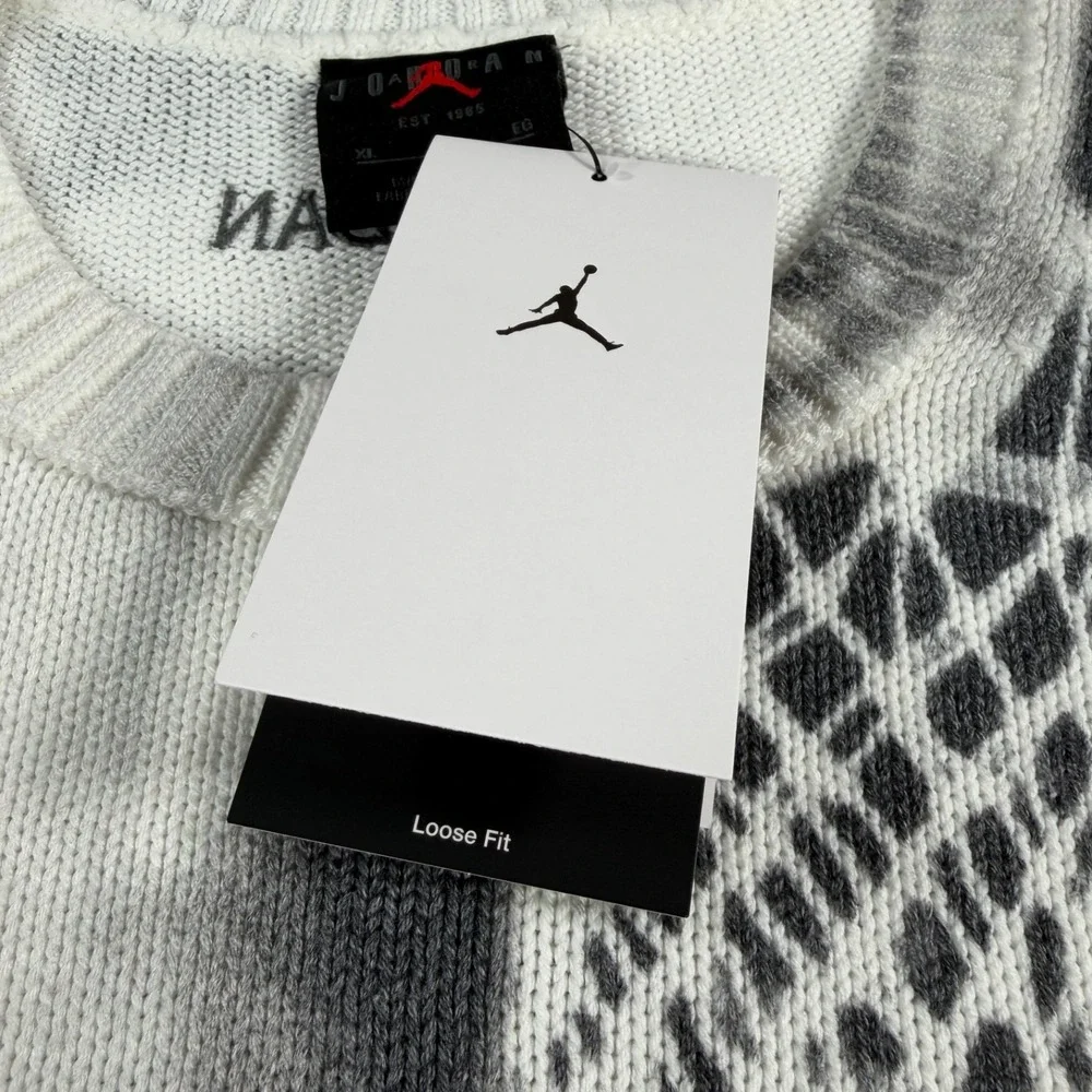 Air Jordan Nike Sweater AOP Knit Mens XL Distress Loose Fit HQ1635-133